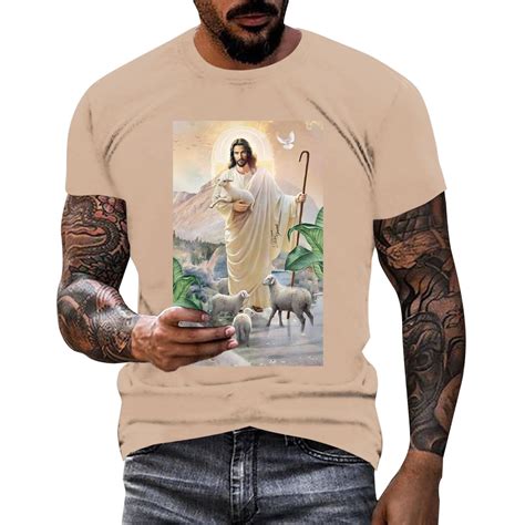 Yuhaotin Easter White V Neck T Shirts Mens Mens Easter Fashion Digital 3d Printed Short Sleeve