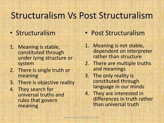 Two Different Types Of Post Structuralism