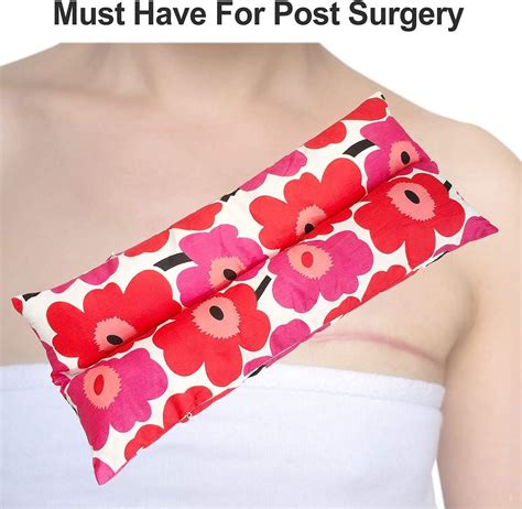 Mastectomy Pillow For Breast Cancer Recovery Big Poppy Flower Print Seatbelt Support For Post