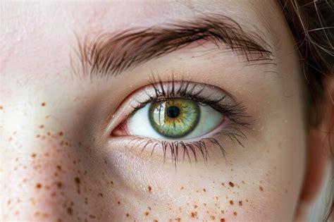 Premium Photo Closeup Of Person With Freckles On Eyes