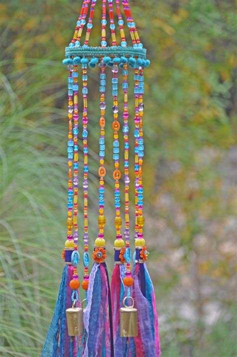 Bohemian Colorful Beaded Wind Chimes Gypsy Hippie Bells Mobile