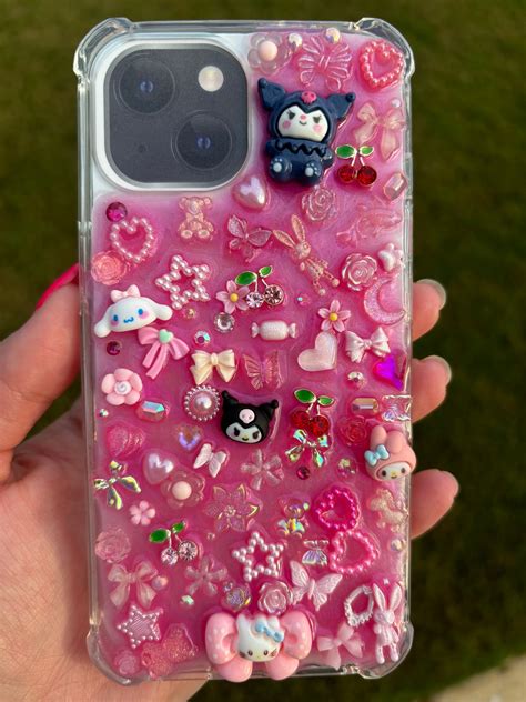 Pink Themed Junk Phone Case Etsy