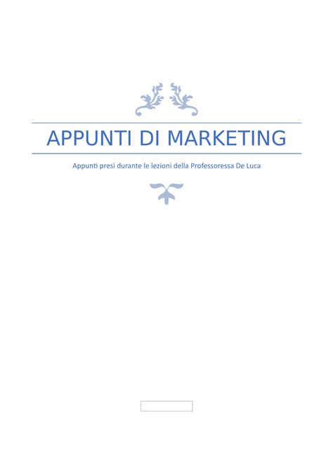 Appunti Marketing APPUNTI DI MARKETING Appunti Presi Durante Le