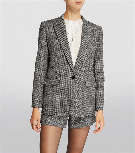 Womens SANDRO Black Houndstooth Single Breasted Blazer Harrods UK