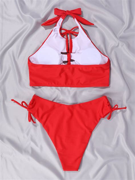 Ladder Cut Out Tie Side Bikini Swimsuit 2 Pieces Set Bissommer