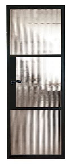 Single Door Reeded Glass 700 X 1900mm Black Metal Doors