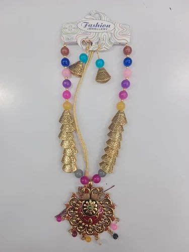 Metal And Moti Multicolor Silk Threads Necklace Set At Rs 55 Set In Mumbai