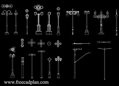 Lamp Post Lighting Dwg Cad Block In Autocad Download Free Cad Plan