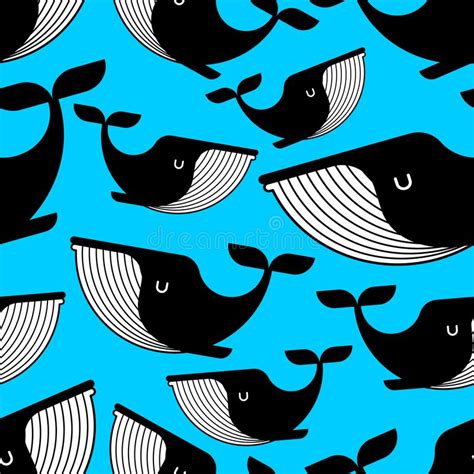 Whale Pattern Seamless Large Mammal Under Water Background Stock
