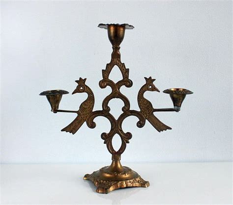 Ornate Brass Bird Candle Holder For 3 Candles Vintage Brass Etsy Vintage Candles Bird