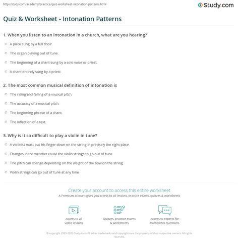 Quiz & Worksheet - Intonation Patterns | Study.com