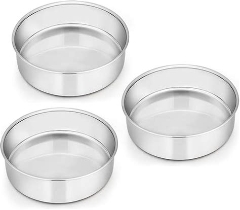 E Far 6 Inch Cake Pan Set Of 3 Stainless Steel Round Smash Cake Baking Pans Tins