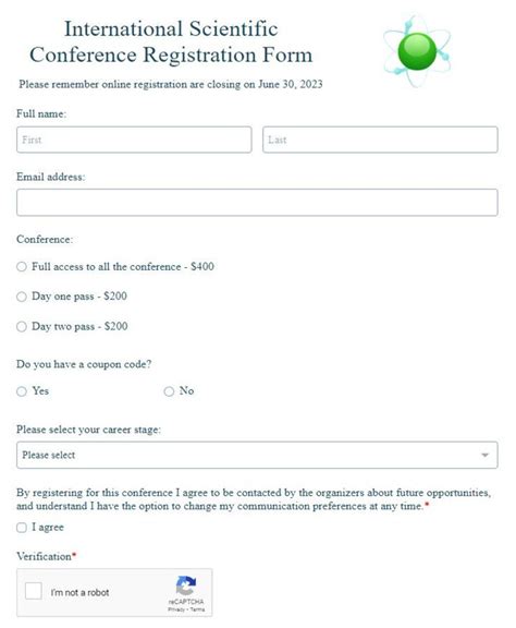 Free Scientific Conference Registration Form Template