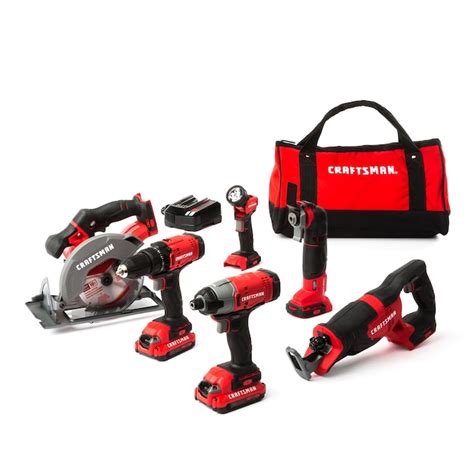 CRAFTSMAN V20 6-Tool 20-volt Max Lithium Ion (Li-ion) Cordless Combo ...