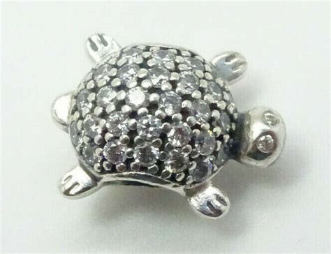 Original Pandora Beads Sea Turtle Art Cz Silver Gem