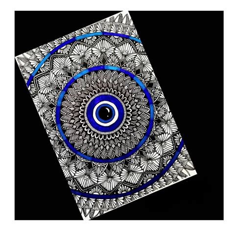 Evil eye mandala - Indian art - Mandala style (Size A4) - International ...