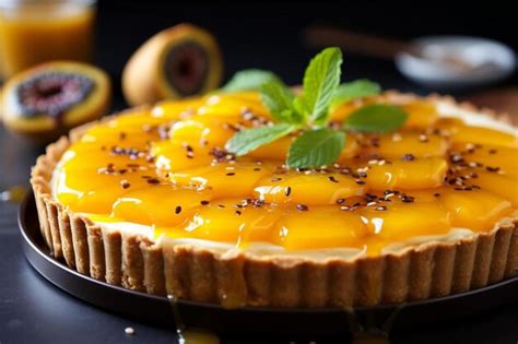 Premium Photo A Mango And Passion Fruit Tart With A Buttery Crust