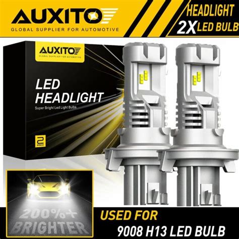 2x Auxito Led H13 9008 Headlight Kit Hilow Beam Bulbs White 6500k High Power M3 Ebay