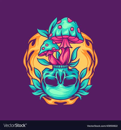 Magic Mushrooms Skull Royalty Free Vector Image