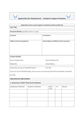 Fillable Online Ucd Application Form For Employment October