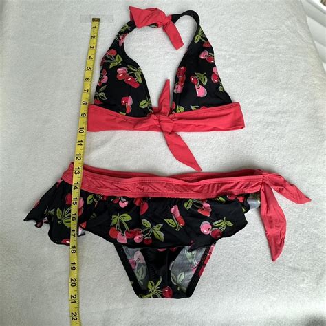 Black And Red Cherry Halter Bikini Set With Depop