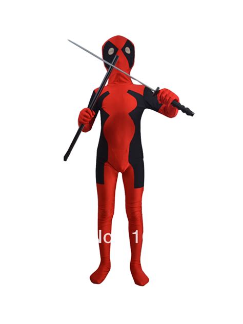 free shipping children deadpool costume fullbody red black kids deadpool costumes for halloween ...