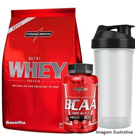 Nutri Whey Protein Refil 907g Baunilha Amino Bcaa Top 120 Caps