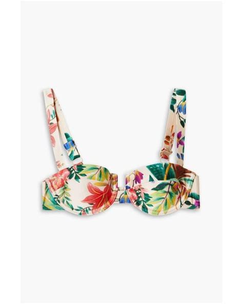 Zimmermann Tropicana Printed Underwired Bikini Top In White Lyst