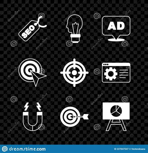 Set SEO Optimization Light Bulb With Concept Of Idea Advertising