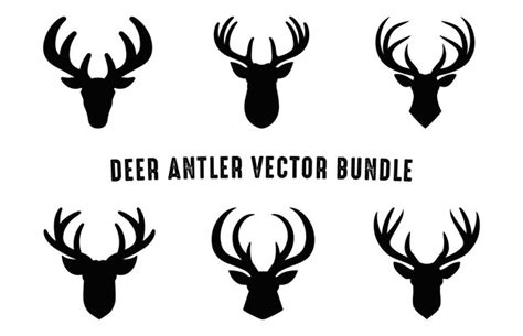 Premium Vector Deer Antler Silhouettes Vector Set Deer Antlers Icon