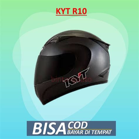 Jual Helm Full Face Kyt R10 Solid Black Doff Hitam Dop Shopee Indonesia