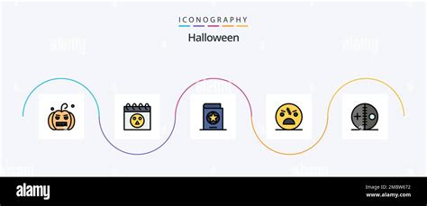 Halloween Line Filled Flat Icon Pack Including Costume Spooky