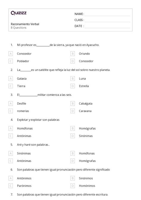 Hom Fonos Y Hom Grafos Hojas De Trabajo En Quizizz Gratis E