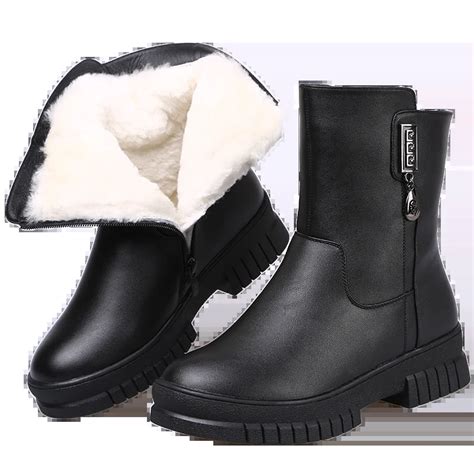 2018 New Black Winter Boots Women Shoes Comfortable Cowhide Leather