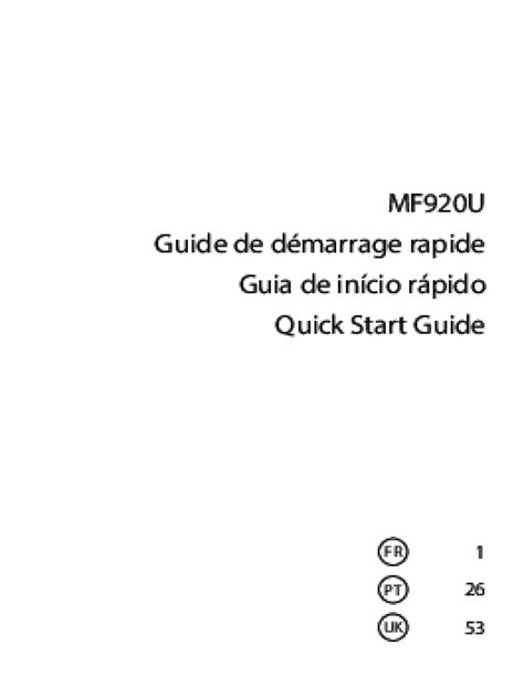 Fillable Online MF920U Guide De Dmarrage Rapide Guia De Incio Rpido