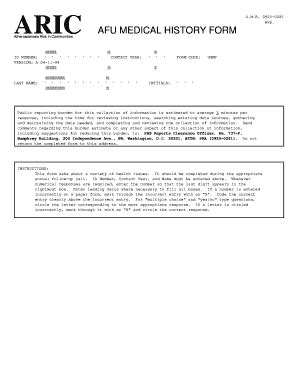 Fillable Online Cscc Unc Aric Afu Medical History Form Cscc Unc Fax