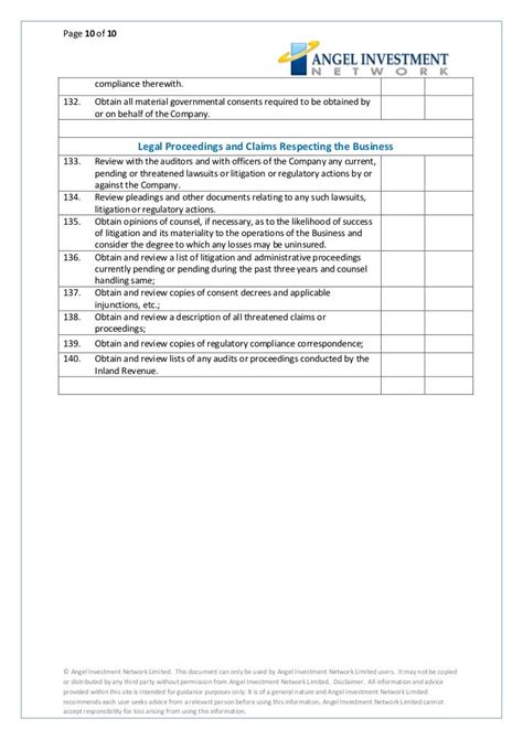 Due Diligence Checklist