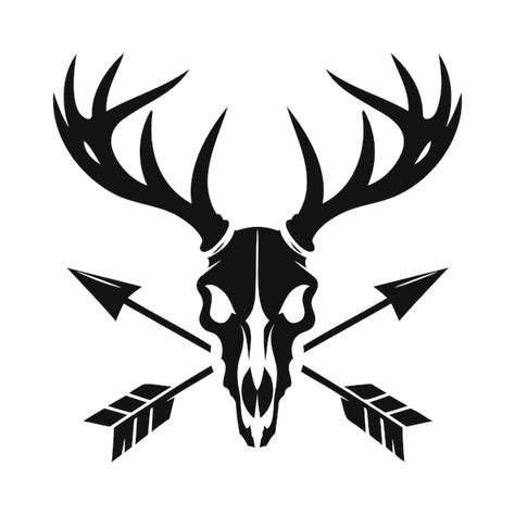 Deer Skull Logo Silhouette Vektorkunst Illustration Premium Ki