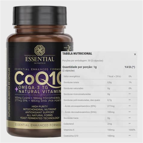 COQ10 omega 3TG 60 capsulas essential nutrition em Promoção