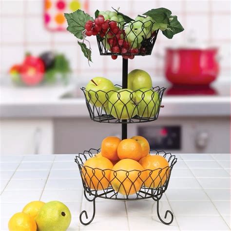 Creative Tier Metal Wire Fruit Basket Kitchen Item Storage Organizer