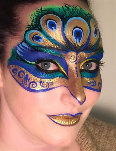 Peacock Mask Face Painting MakeUp #facepaint #makeup #peacock Peacock ...