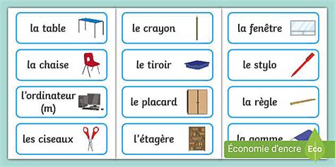 French School Equipment Vocabulary Cards (professor feito)