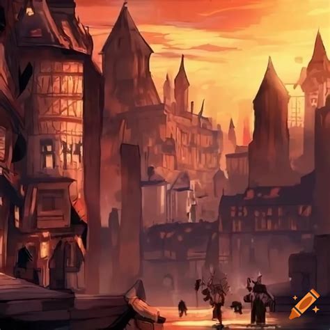 Anime Style Artwork Of Denerim City From Dragon Age Origins On Craiyon