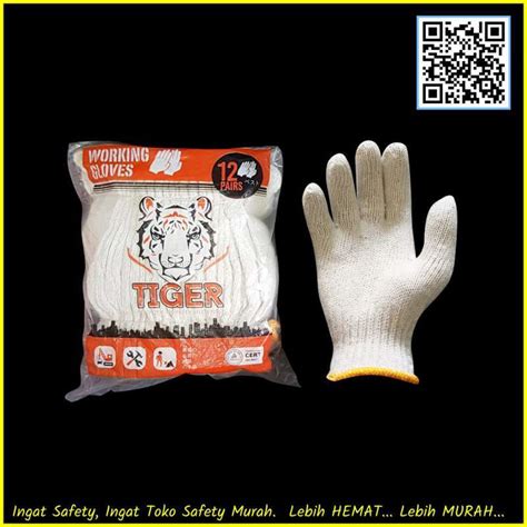 Jual Sarung Tangan Kain Cotton Katun Rajut Benang 4 TIGER 12 Pasang