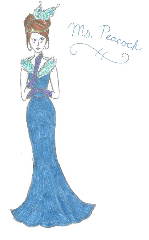 Miss Peacock Clue Costume Drawing Free Image Download