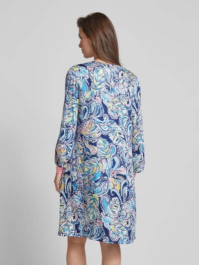 Christian Berg Woman Knielanges Kleid Mit Allover Print Blau Online