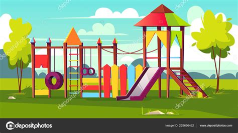 School Playground Background Cartoon