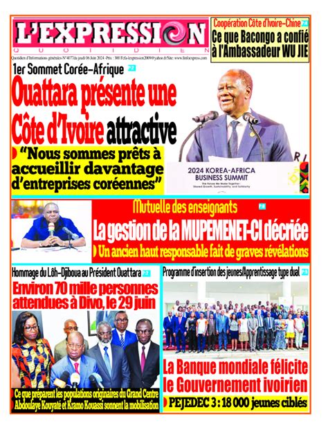 Côte dIvoire AIP Revue de presse le 1er sommet Corée Afrique et