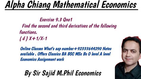 Alpha Chiang Mathematical Eco Exercise 9 3 Qno 1 Part D Find The