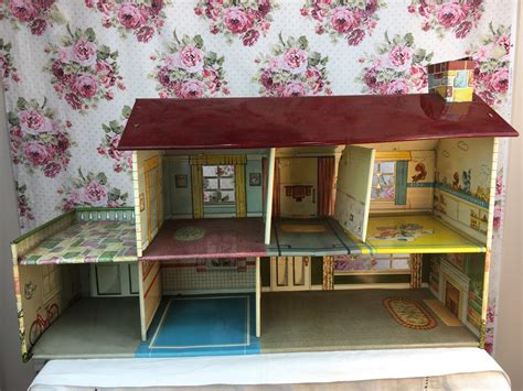 Vintage Tin Dollhouse 1950s Tin Litho Dollhouse Metal Etsy